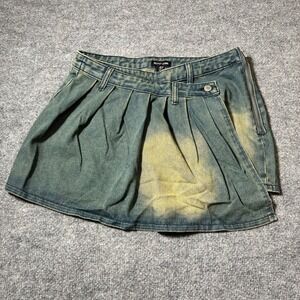 PrettyLittleThings Women's Asymmetric Micro Mini Skirt‎ Indigo Vintage Wash Sz.8